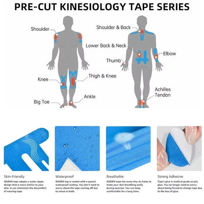 Taping genou arthrose bandes de kinésiologie prédécoupées